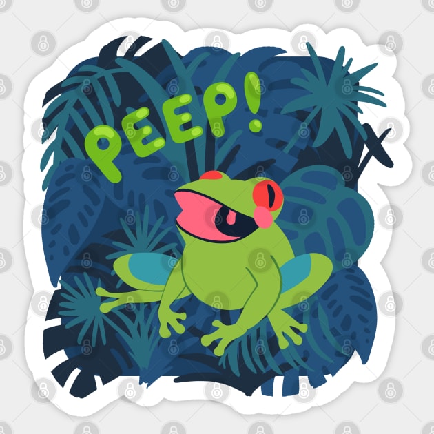 Tree Frog Peep! Sticker by Abbilaura